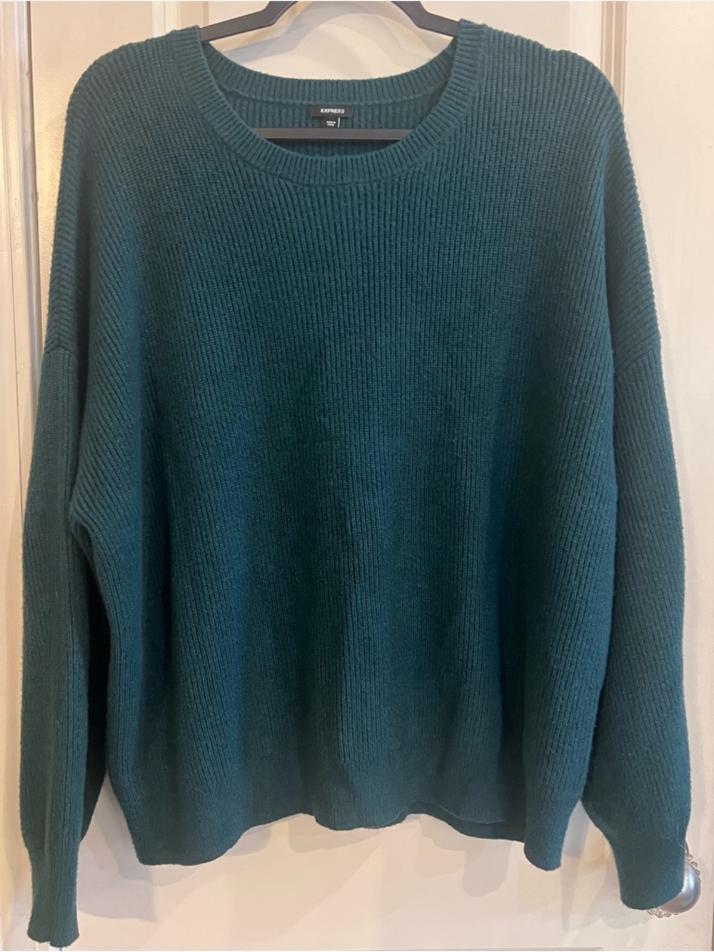 Express Teal Green Ribbed Pullover Sweater